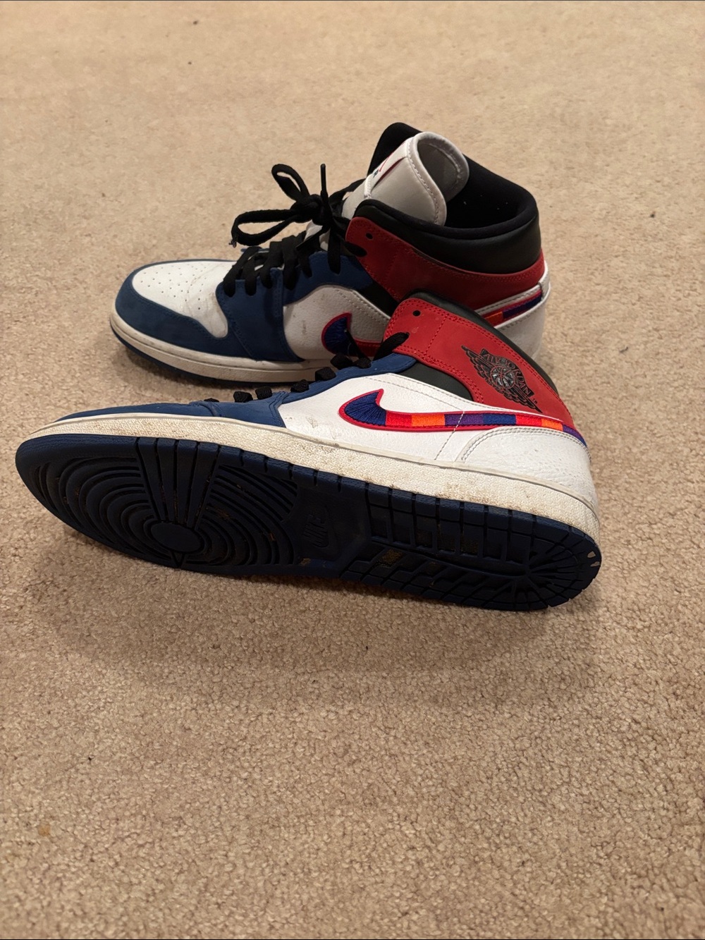 Jordan Air 1 High Top Sneakers - White/Blue/Red/Black - Picture 2 of 6